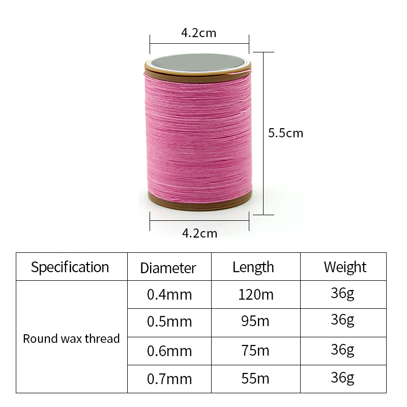 0.8mm Round Waxed Thread Cord Red for Hand Stitching Leather and Handmade Accessories