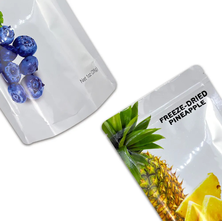 Glossy Stand Up Zipper Pouch For Freeze Dried Fruit Packaging Bag Print Food PE Heat Seal Digital Printing Cake Bag Retort Pouch