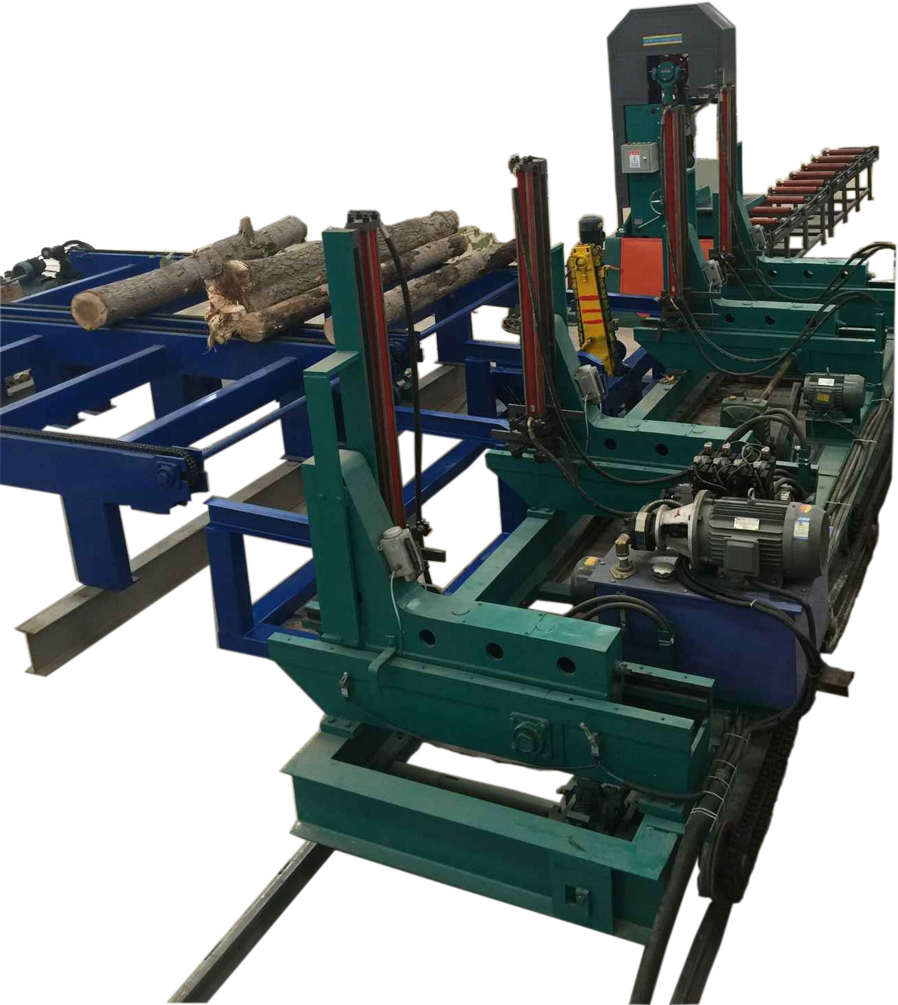 woodworking vertical band saw mill machine with trolley CNC log carriage
