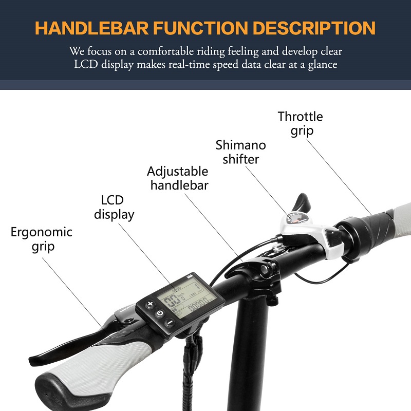 Non Slip Foldable 20 Inch Electric Bike Strong Grip Beaches Highways Use