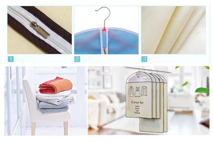 Foldable Non Woven Garment Storage Bag Zipper Top Plastic Dry Cleaning Bags