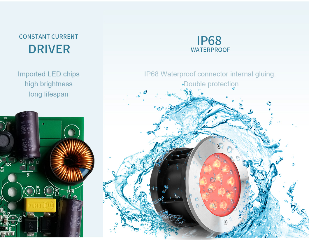 18W DC24V Input IP68 Color Changing Outdoor Led Underwater Lights