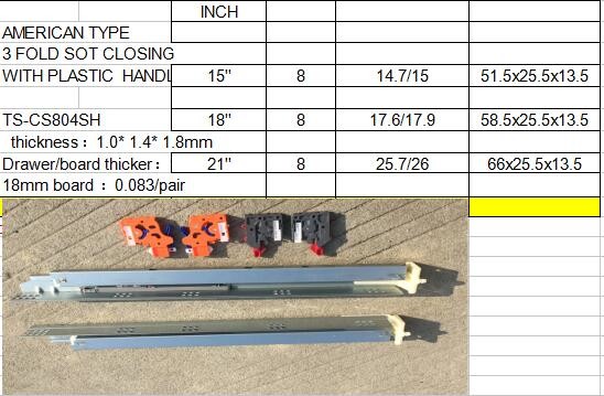 1.4*1.4mm Undermount Drawer Slides , Kitchen Cabinet Drawer Slides Push To Open