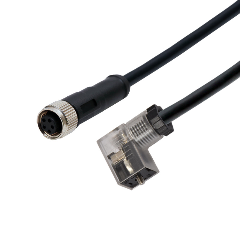 LED Solenoid Valve Type C To M12 Molding 3pins Male straight A coding Waterproof Connector