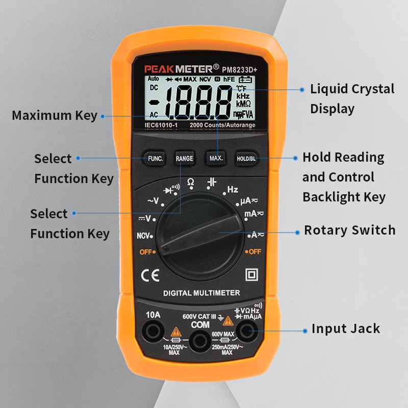 Electrical Portable Auto Range Digital Multimeter High Precision Multi - Functional