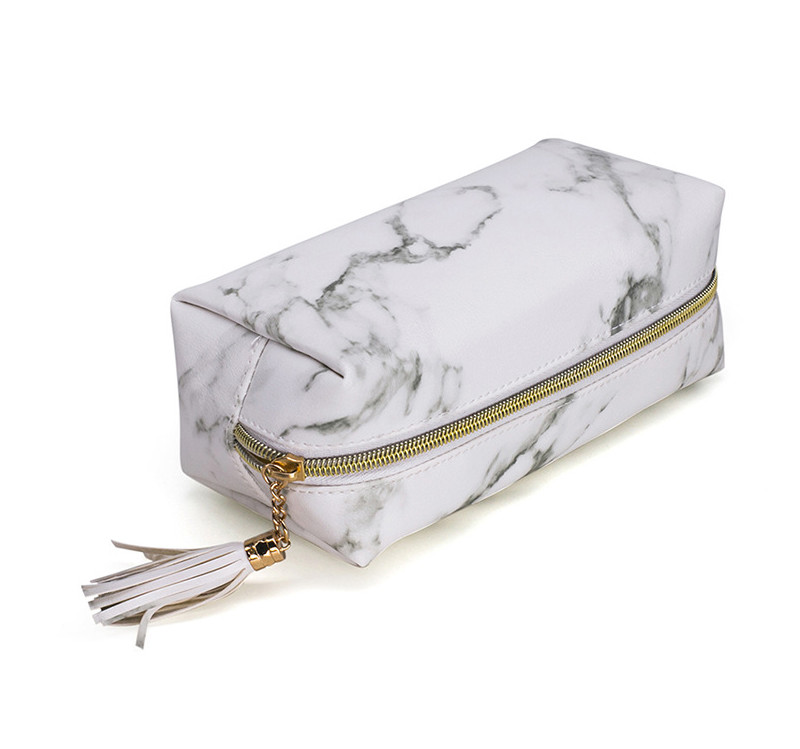 Wholesale Fashion Travel Portable Marble Cosmetic Makeup Bag With Tassel