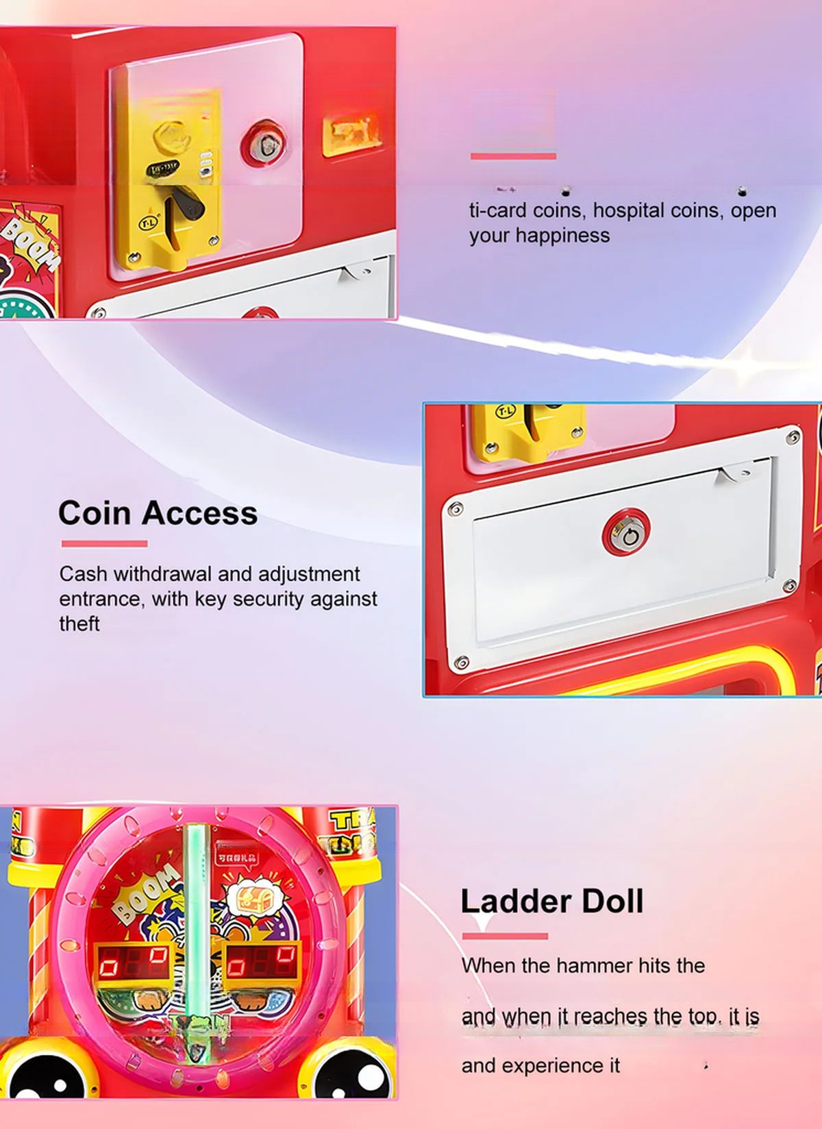 Dreamland Coin Operated Double Hammer Arcade Game Machine CE Certificate