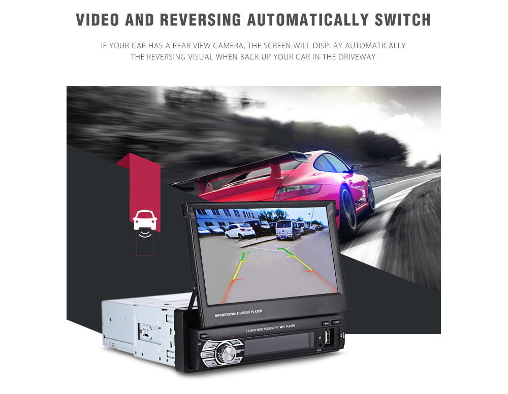 7 Inch Retractable Android Car Radio 1 Din FM AM USB Bluetooth Car Multimedia System With Gps
