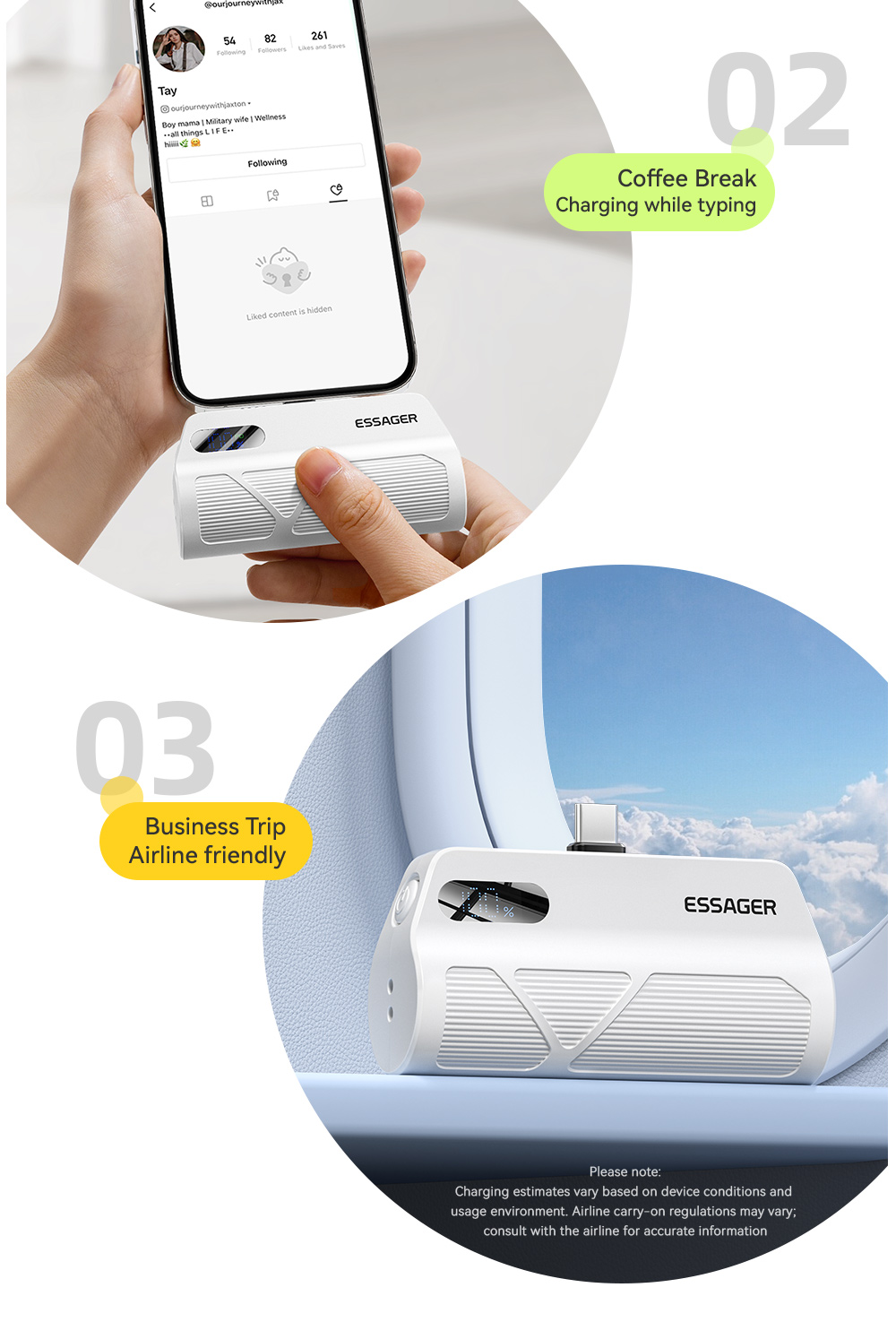 Compact ABS 5000 Mah Power Banks USB C Battery Pack 15W 18W