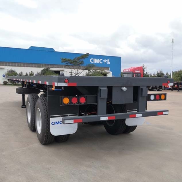 CIMC cheap 3 axles high Steel Cargo Hot Sale 20ft 40ft Container Chassis with lock Low Flat Deck transport Flatbed Semi Trailer