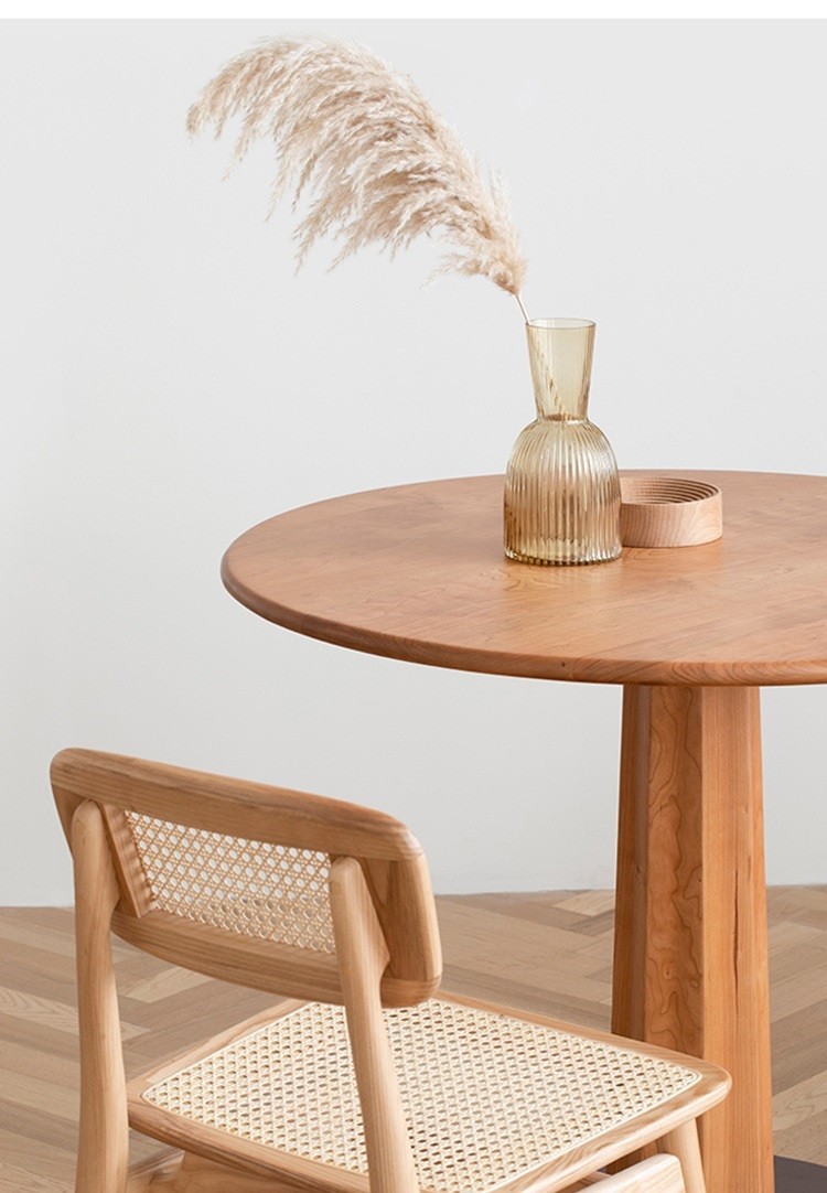 Nordic simple solid wood dining table and chair combination home living room multifunctional small apartment round dinin