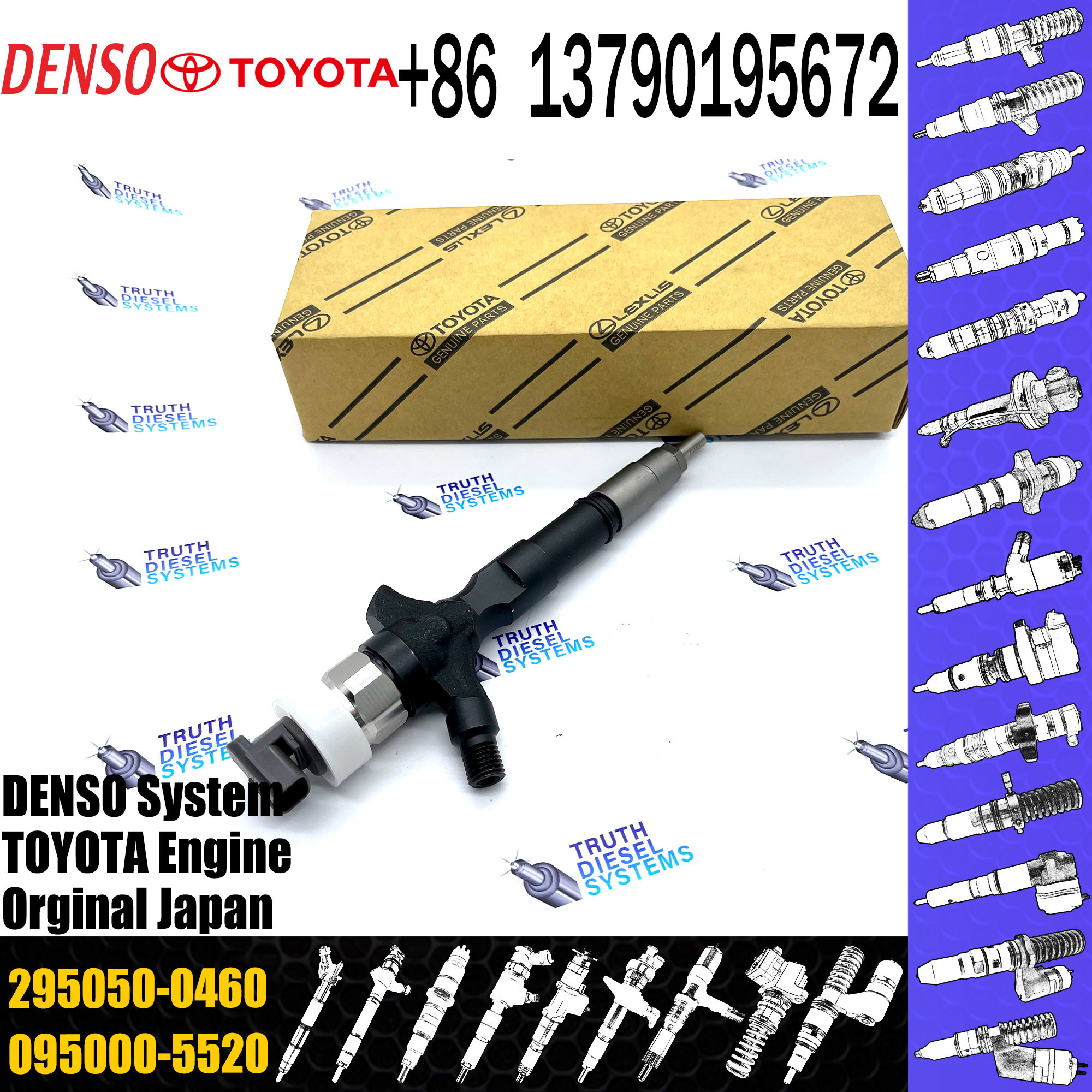 Common Rail Fuel Injector 23670-0L090 23670-30400 23670-09350 23670-39365 295050-0460 For Toyota Hilux 2KD-FTV Engine