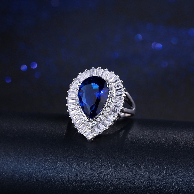 925 Sterling Silver Female Ring Waterdrop AAAA Cubic Zirconia Ring High-end Butterfly Ring Jewelry Wedding Bridal Ring
