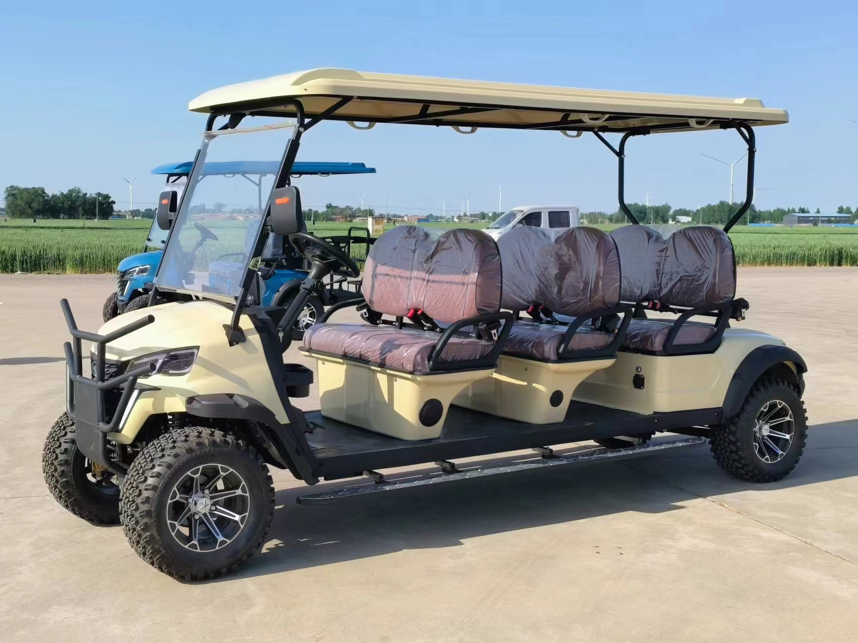 6-seater Classic Golf Cart Equipped With Suspension System, Shock Absorption Performance Is First-class, Can Easily Deal With Grass, Sand And Other
