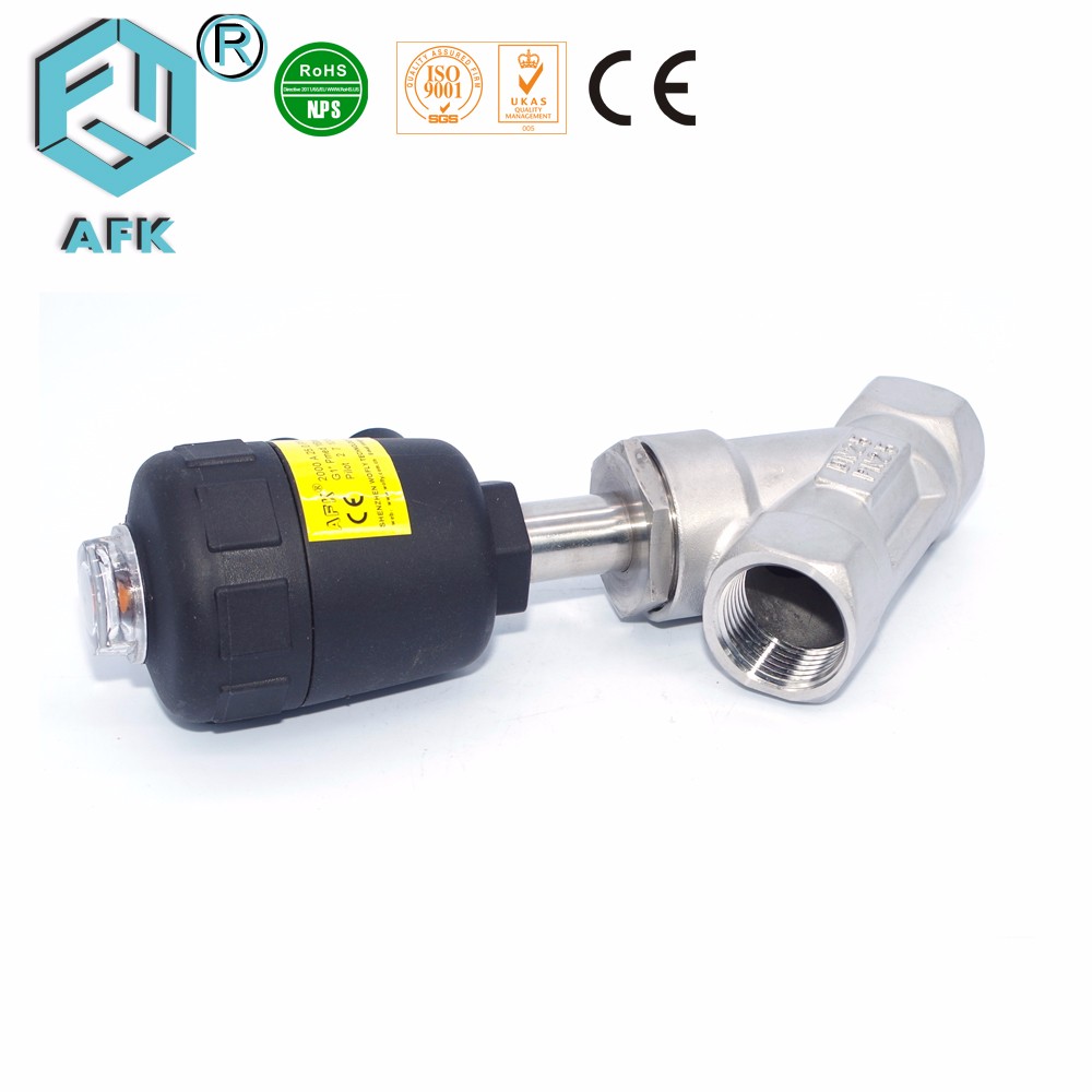 2 Way 2 Position Pneumatic Angle Seat Valve , Pneumatic Manual Control Valve