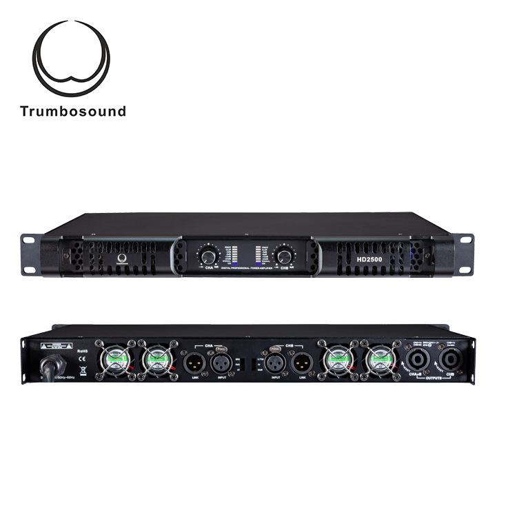 Class D audio amplifier professional sound power amp 2 channel amplifier 2x2500W HD2500