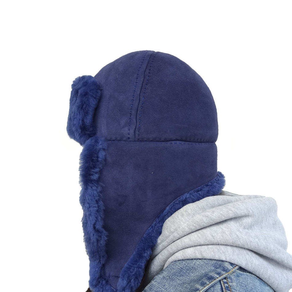 Fashion Real Genuine Leather Hats , Leather Bomber Hat Custom Size