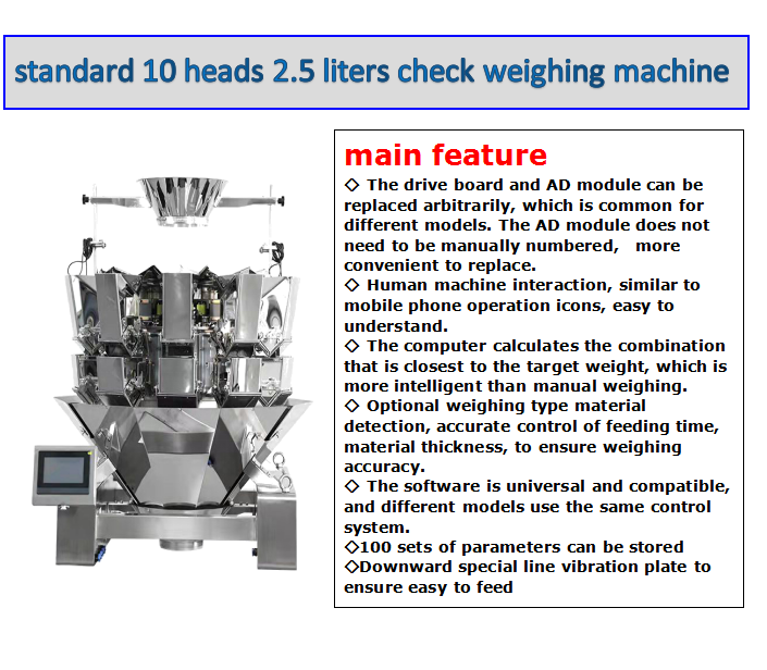 Food Hardware Fastener Fruit Filling Sealing Bag Furniture Parts Check Weighing Packaging Machine