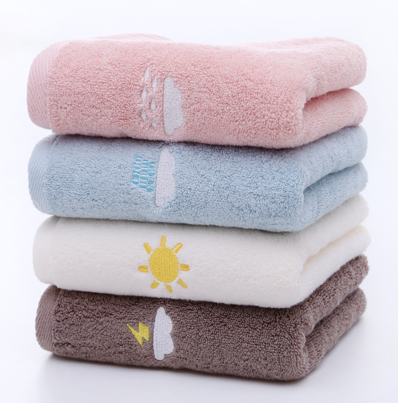 All-aged Customized Size Embroidery Logo Cotton Towel For Men Women Soft Thickened Towels SOLID COLOR