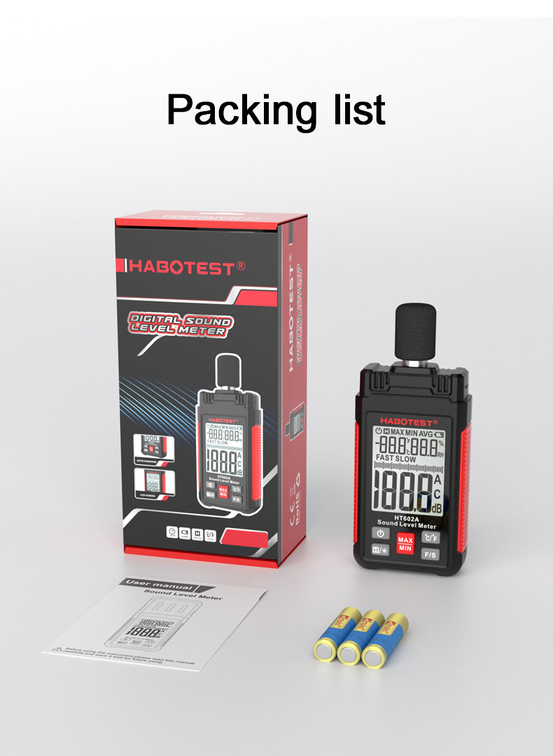 HT602A Sound Level Meter Digital Handheld DB Meter Sonometros Noise Audio Level Meter 30-130dB Decibels Mini Sound Meter
