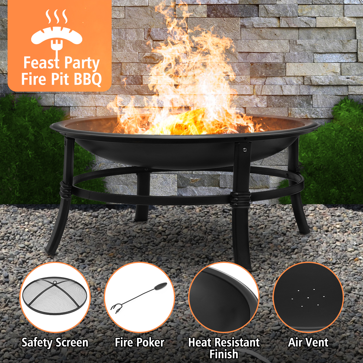 Travel-Friendly 26 Inch Fire Pit Perfect for Camping and Outdoor Gatherings
