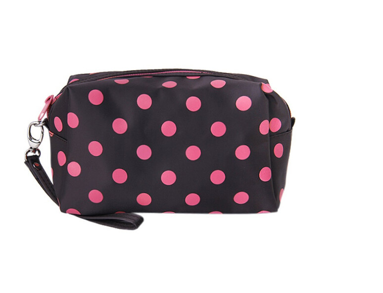 Multi Colored Compact Zipper Pencil Bag Ladies Cosmetic Pouch Polyester