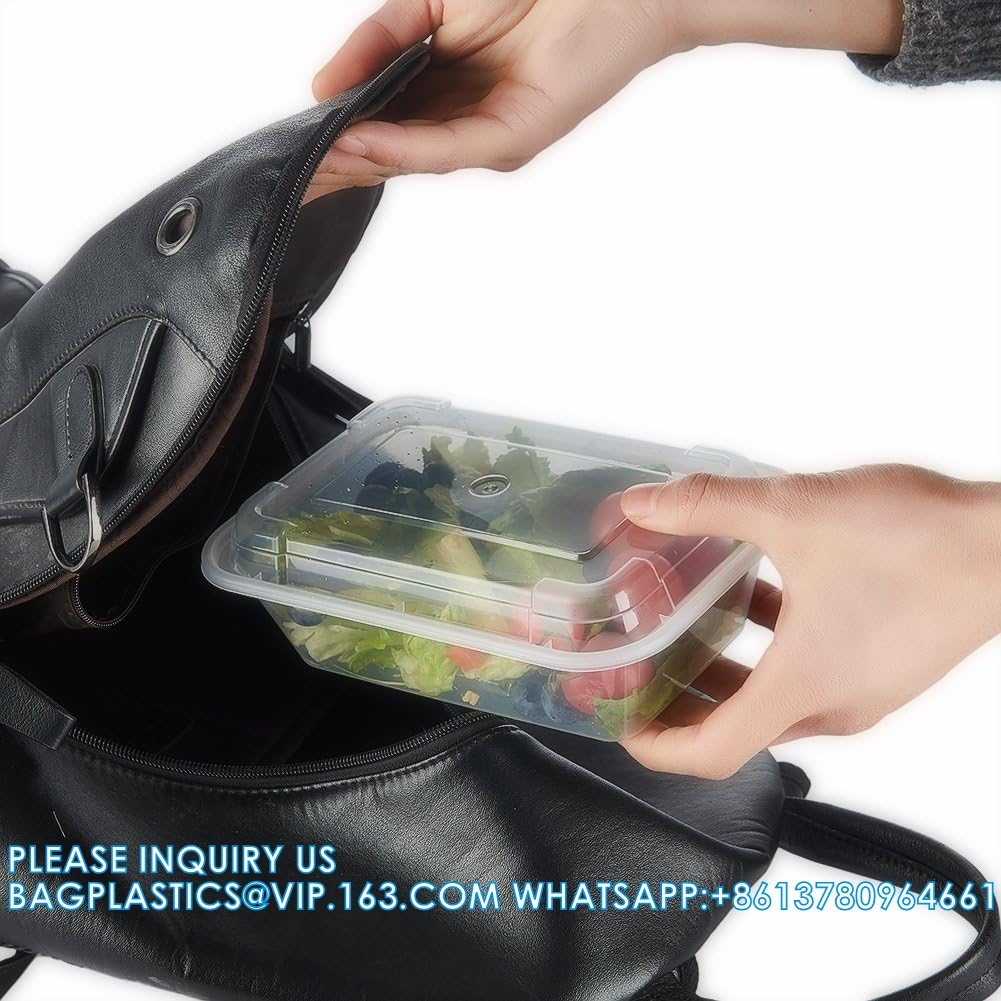 Compartment 24 OZ Meal Prep Plastic Food Storage Containers Reusable Lunch Bento Box With Lids Spill Proof