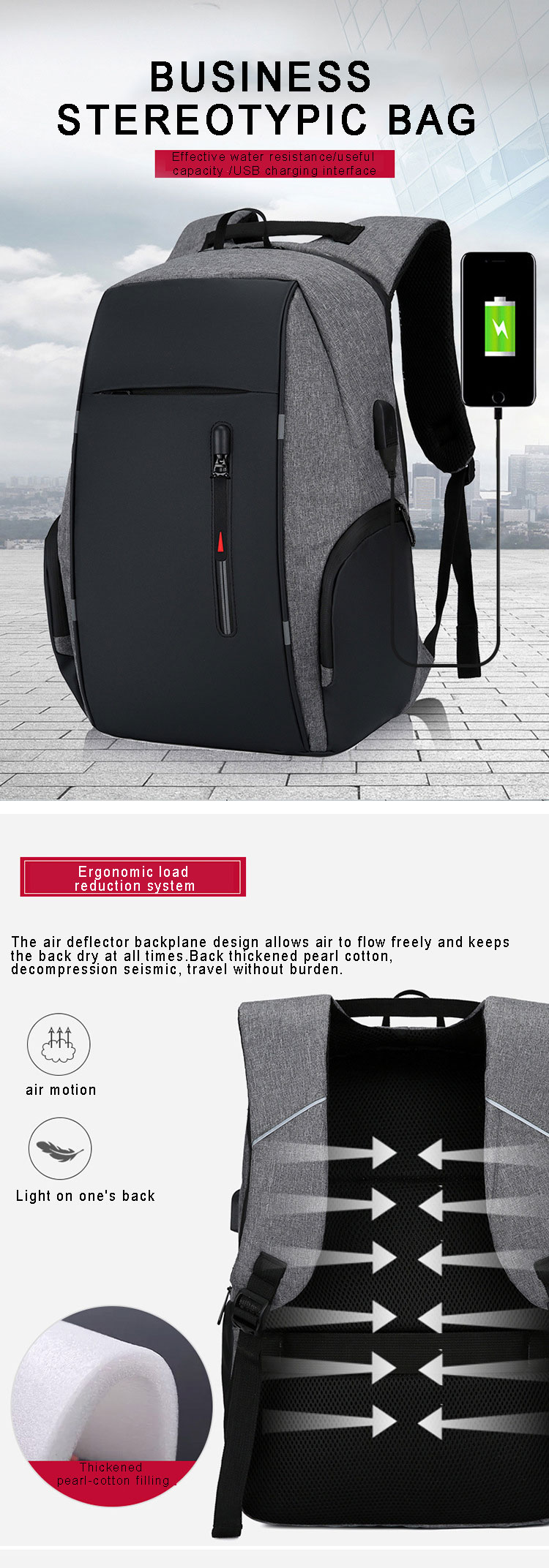 Large Capacity Oxford Cloth Laptop Backpacks Waterproof Smart Backpack With USB