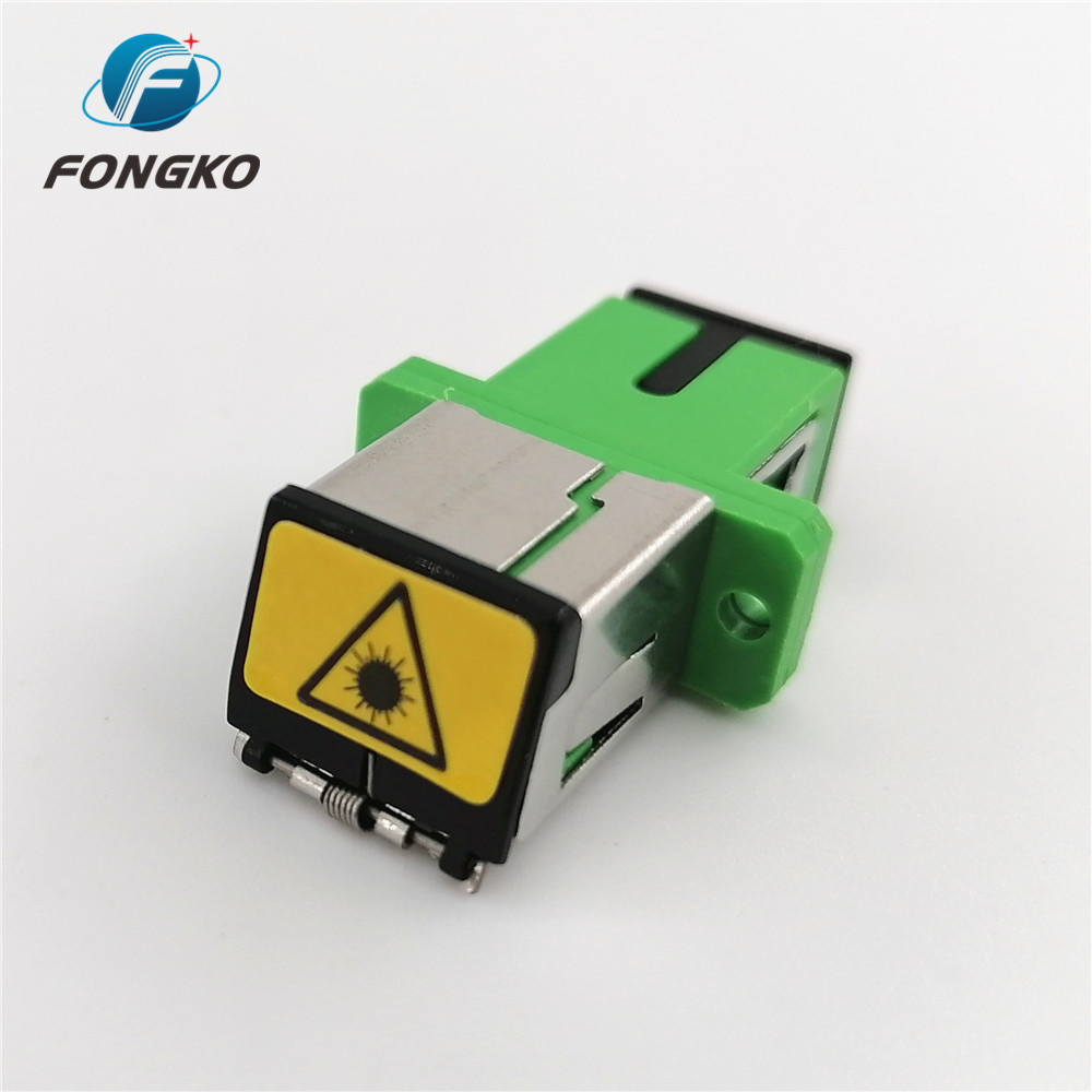Hot sales Plastic Metal APC/SC Auto Shutter Adaptor Black Dust Cover SC/APC Fiber Optic Adapters