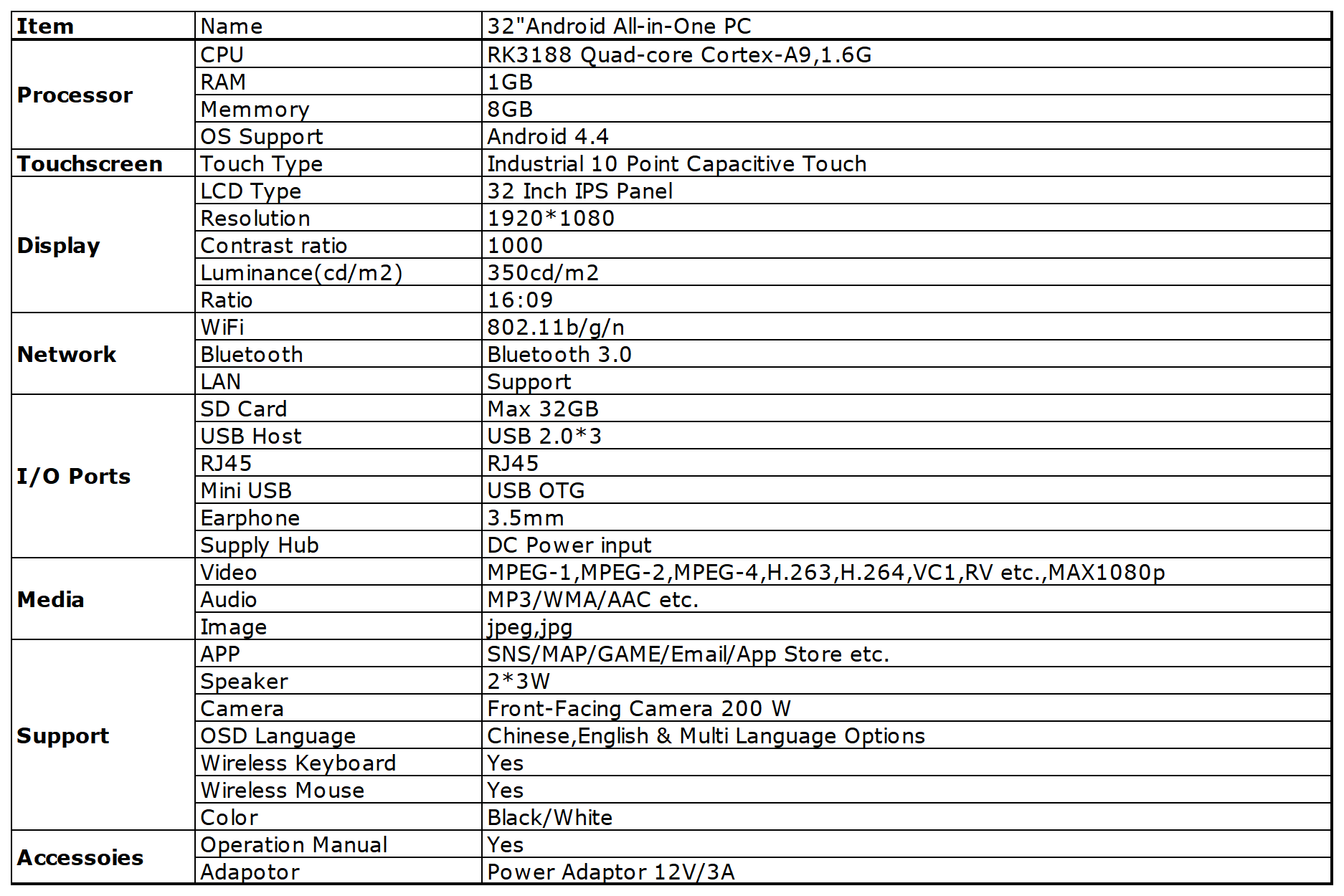 32 Inch Touch Screen Monitor Commercial Computer Touch Screen For Desktop