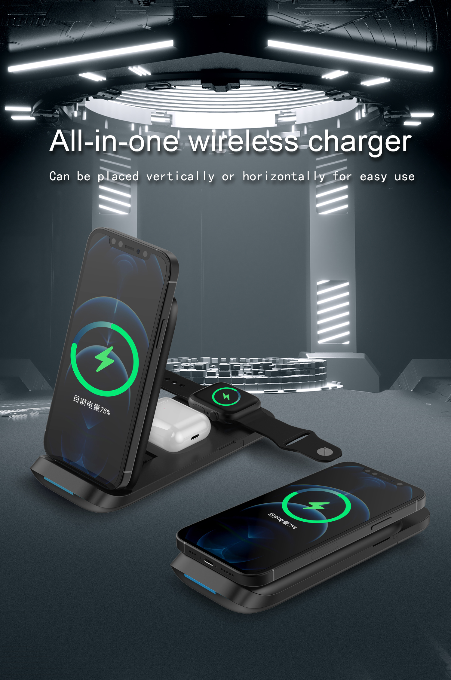 Overvoltage Protection Magnetic Qi 15W Wireless Charger for Watch Airpods and Phones