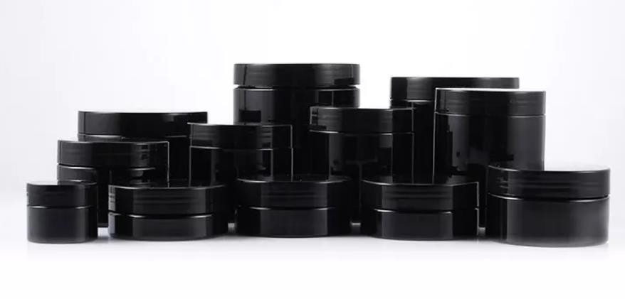 Empty PET Plastic 120ml Cosmetic Jar Black For Cream Packaging