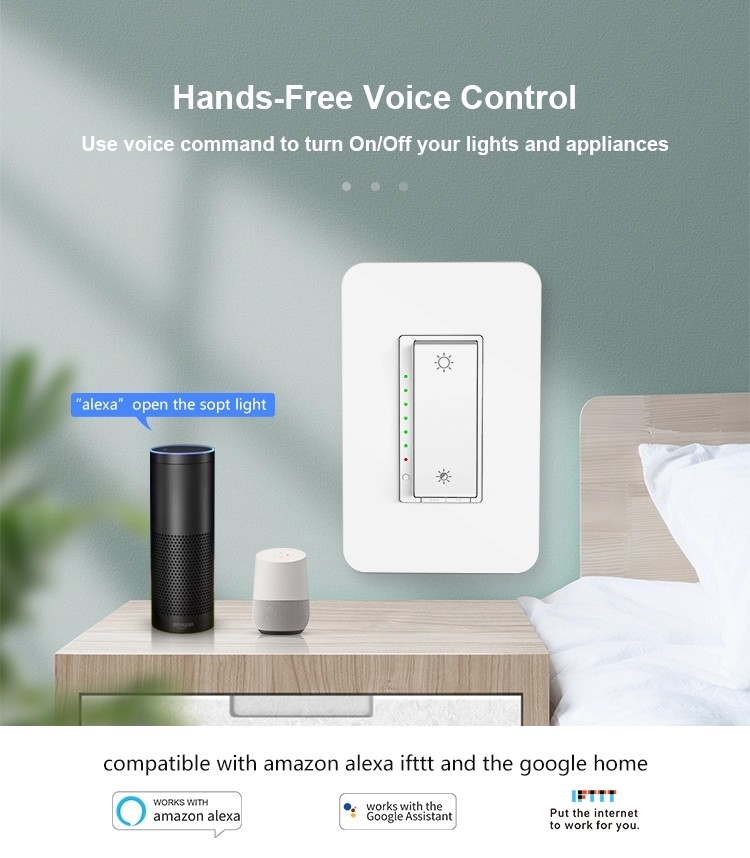 Tuya Wireless Intelligence Smart Wifi Wall Switch 16A FCC Smart Home Dimmer Switch