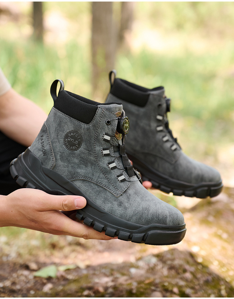 Wheat Security Work Boots Microfiber Leather Safety Boots With Stab-smash Steel Toe Kevlar Midsole And EVA Sole