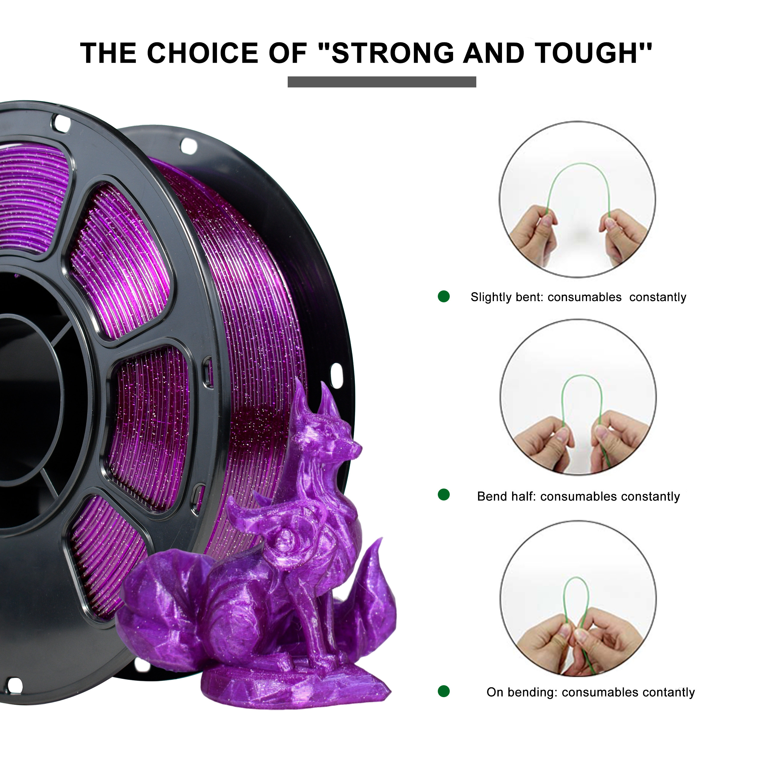 3D Printing Filament 1.75mm Flash Point Purple -Red PETG Filament