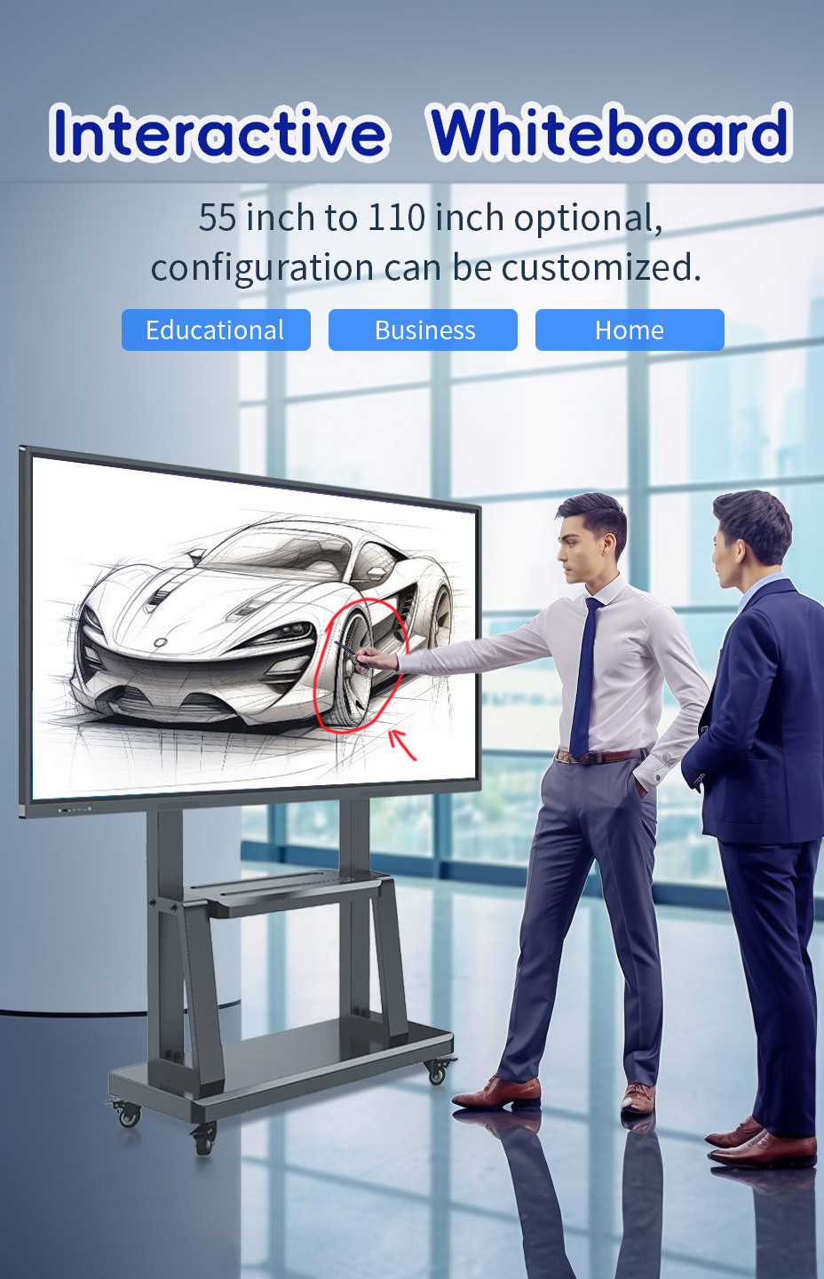 School Smart Interactive Whiteboard 4K All In One LCD Multi Touch 1920 X 1080