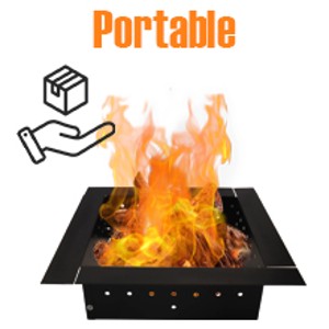 48in Square Fire Pit Ring High Carbon Steel Portable Collapsible Design Square Insert