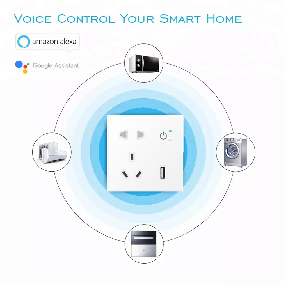 Smart Home Wall Socket Electric Mobile Phone Operation Voice Function Remote Assistance Plug Charger