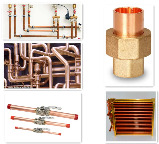 Copper pipes used in industrial applications