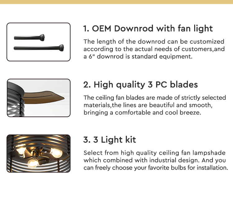 20" 1stshine Bedroom Ceiling Fan with Remote Control and LED Light Kit Hidden Blades