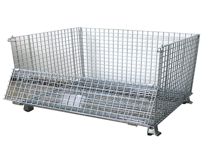 Warehouse Stackable Logistics Rigid ODM Collapsible Wire Container Powder Coated