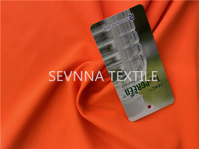 UV Protection Recycled Swimwear Fabric Spandex 4 Way Stretch Free Cut Orange