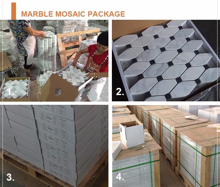 Fashional Water Jet Marble Mosaic Tile 7 Mm / 8mm Thickness Optional