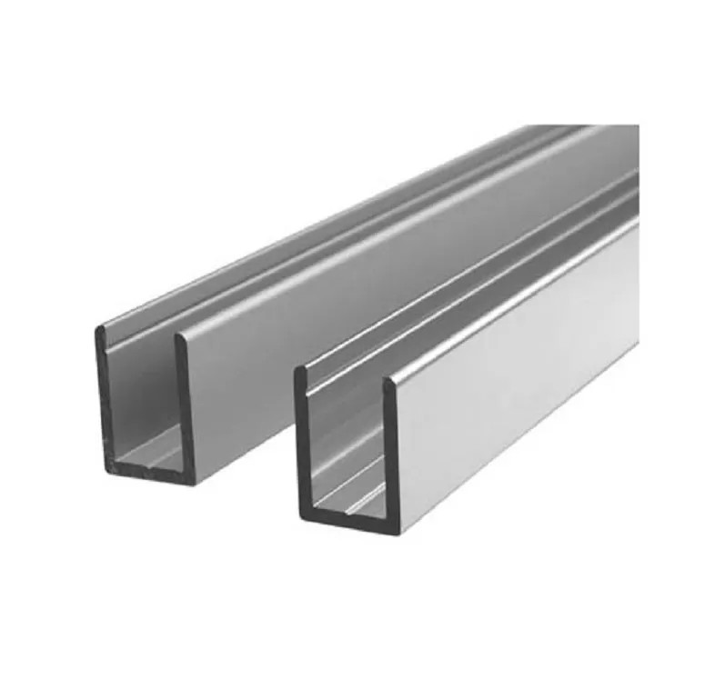 U Shape Channel Aluminium Alloy Profile Extrusion Brushed Gold For Glass Railings