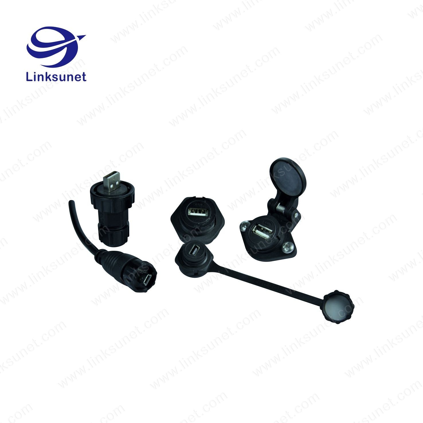Multicore PA6 bk Connector Wire Harness Ip67 Waterproof With Usb 2.0 Type A Panel