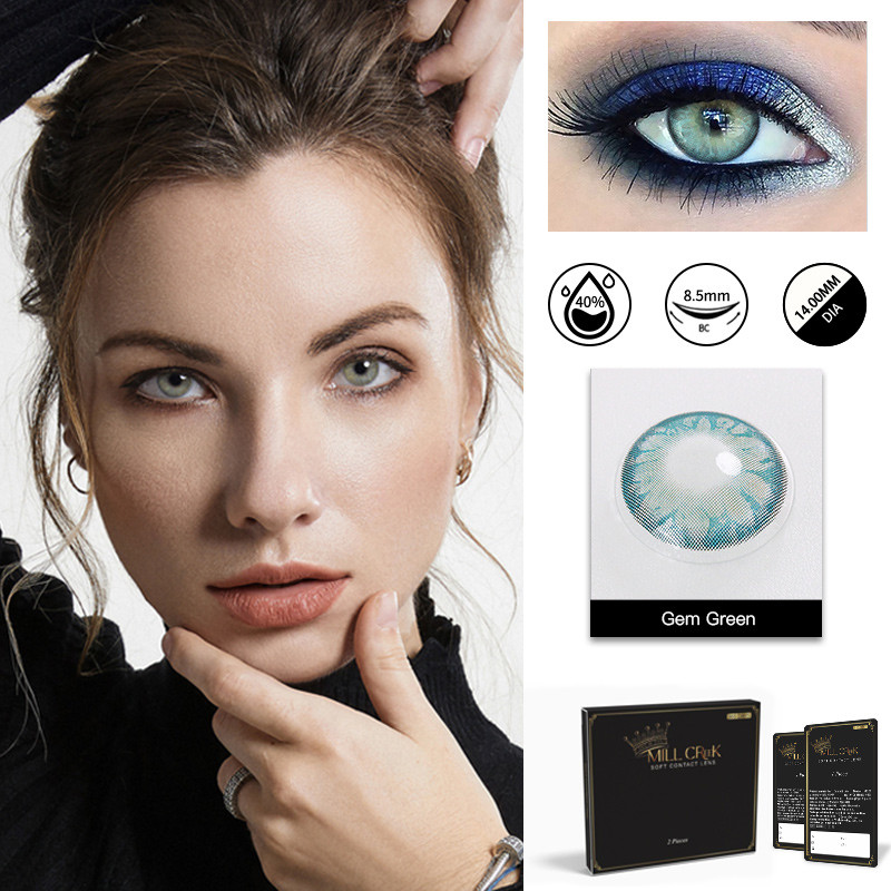 Cosmetic Eye Gem Green Contact Lens Color Blends 8.5mm Odm