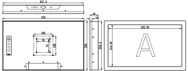PLM-1703TW 17.3" Wide Industrial Touch Screen Monitor / Industrial Touch Screen Display