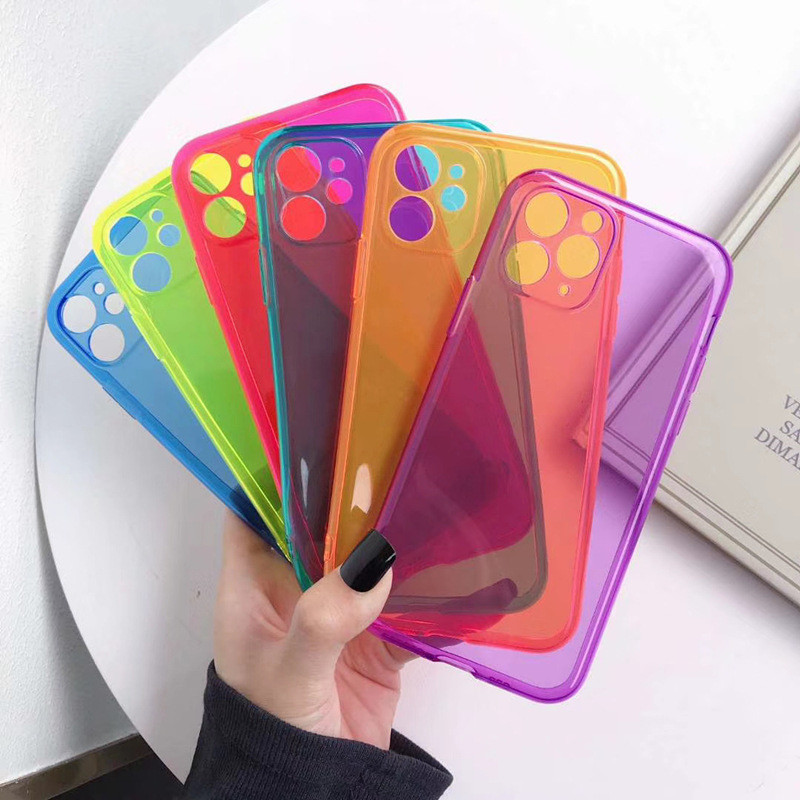 Tpu Florescent Shockproof Mobile Phone Covers For Iphone 6 7 8 X 11 12 Pro Max