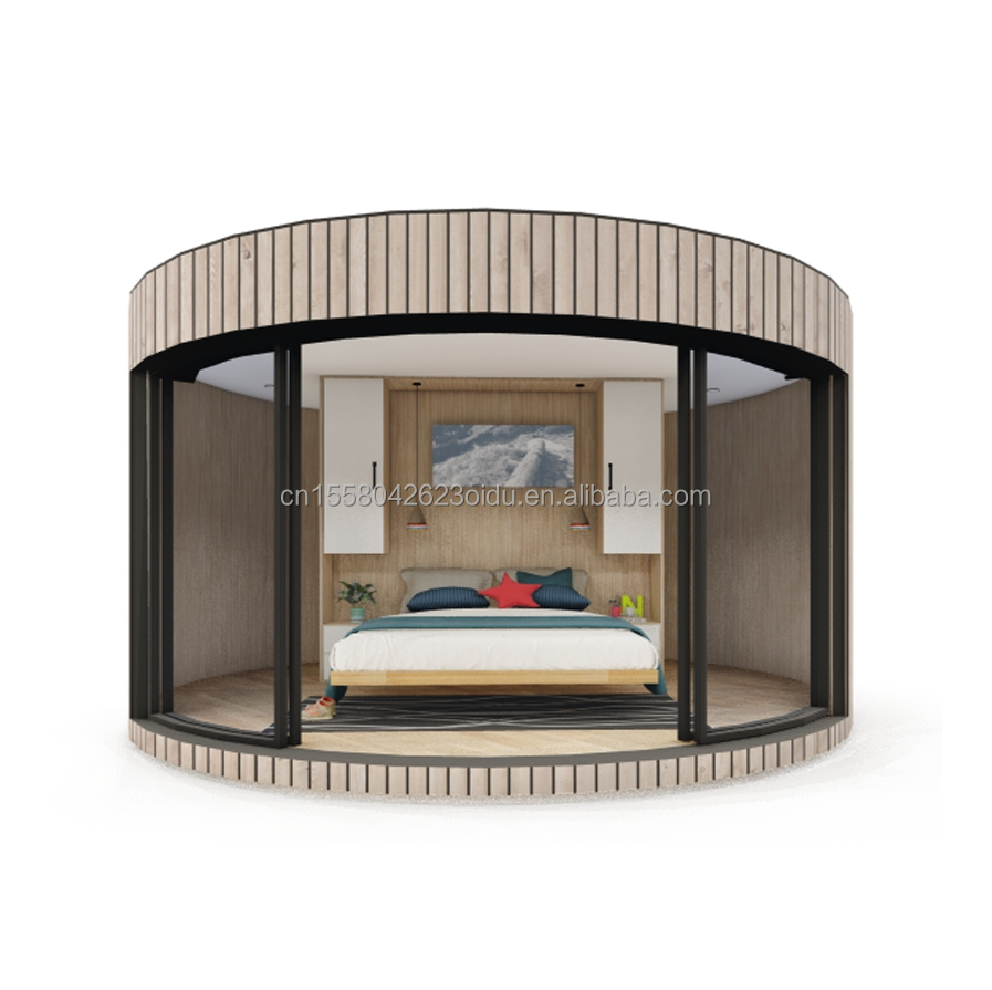 Customized Color Galvanized Steel Square Tubes Main Structure Prefabricated Wooden Round House Garden Hotel Wooden House
