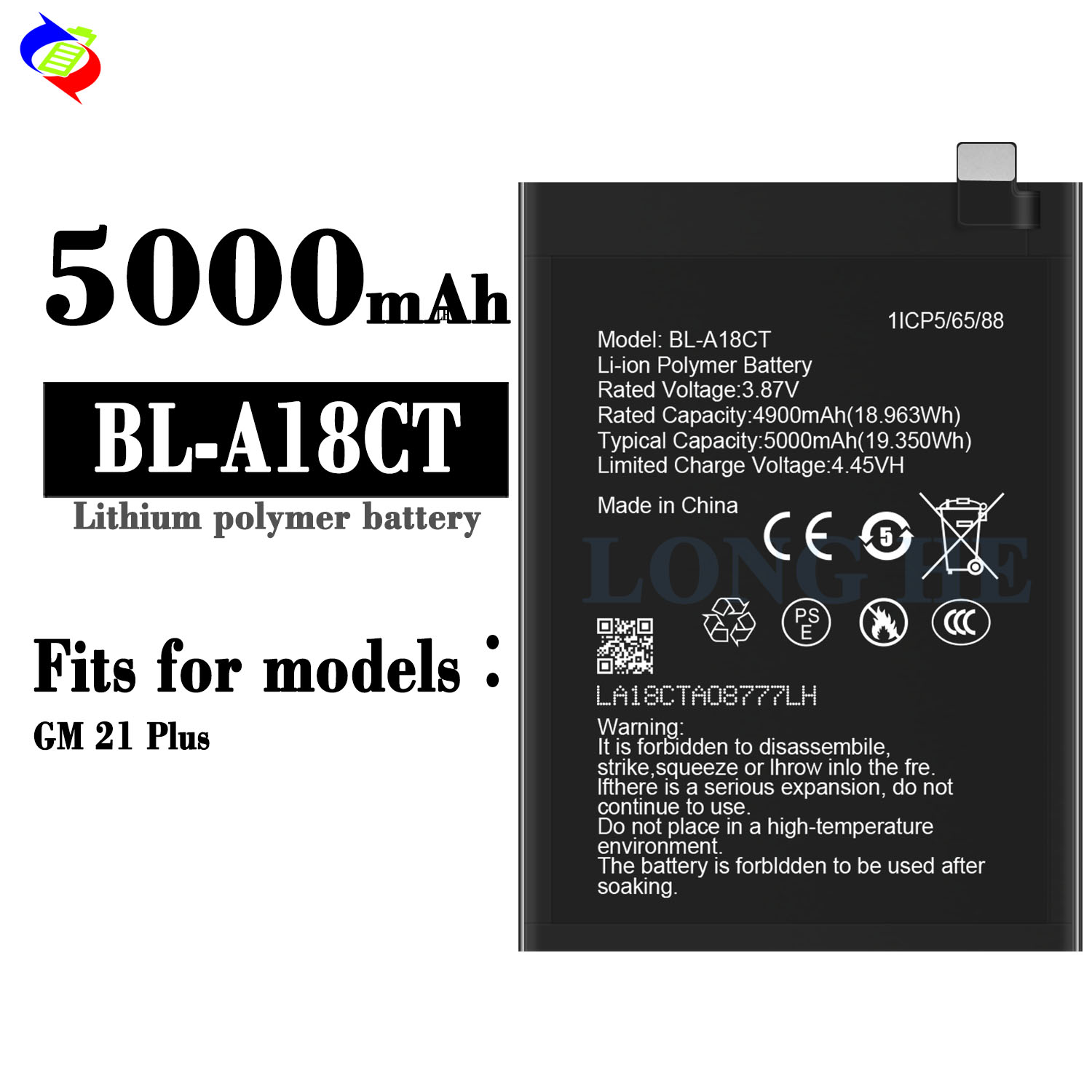 Original BL-A18CT Battery for Infinix GM 21 Plus 5000mAh High Capacity and 100% Healt
